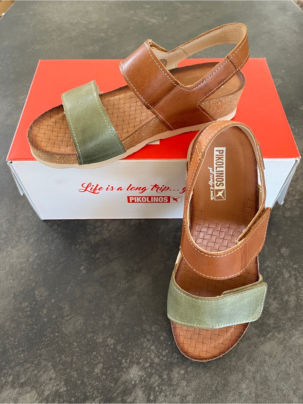 Pikolinos Mahon Green Brown
Leather Wedge Comfort Sandals EUC Womens   6 / EU36